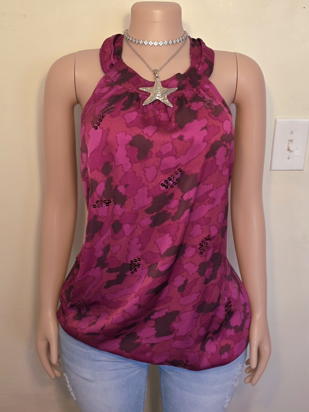 Apt. 9 Fuchsia and Dark Magenta Halter Top